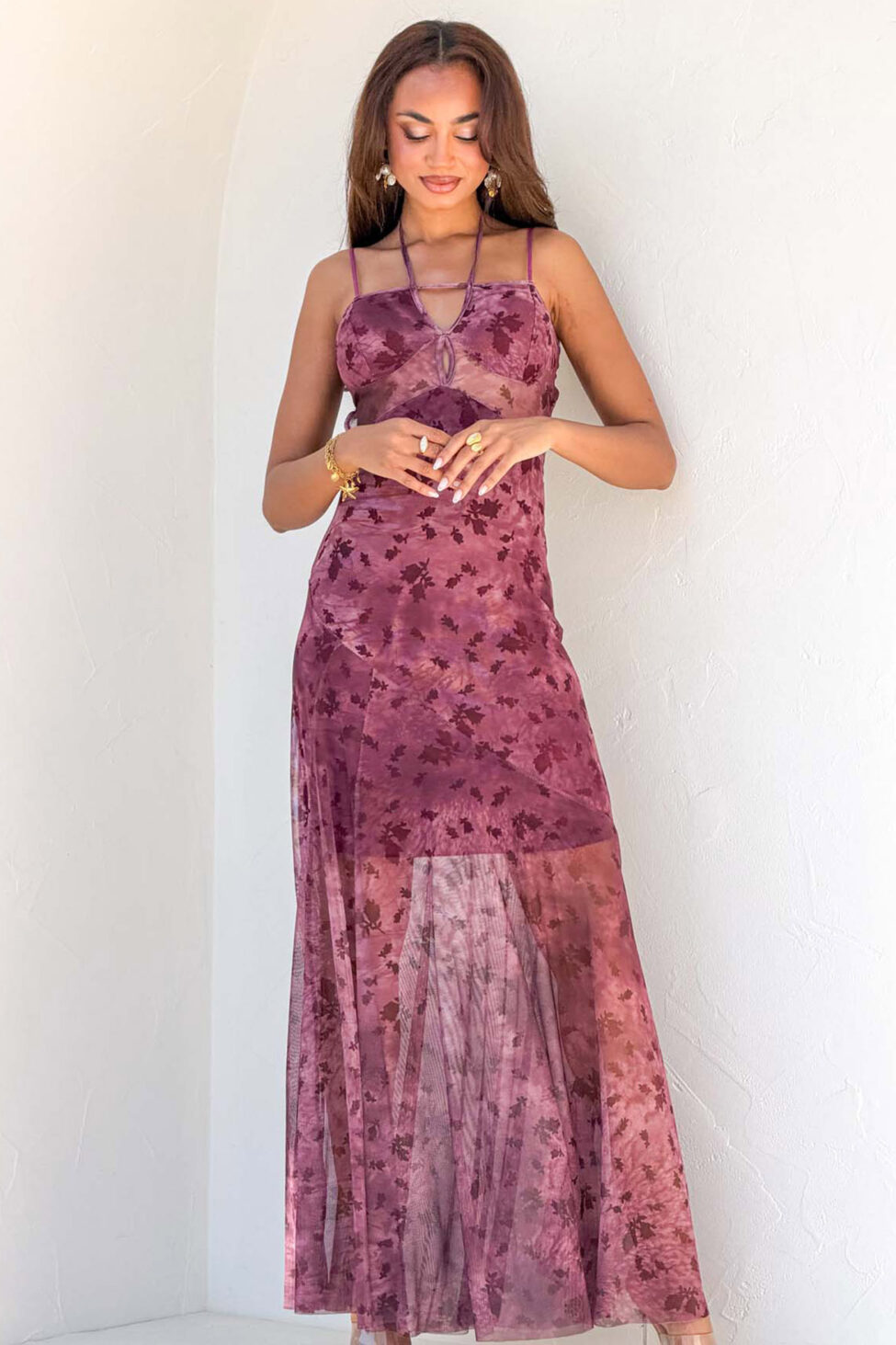 Tetra μάξι φόρεμα μπορντό - Image 5