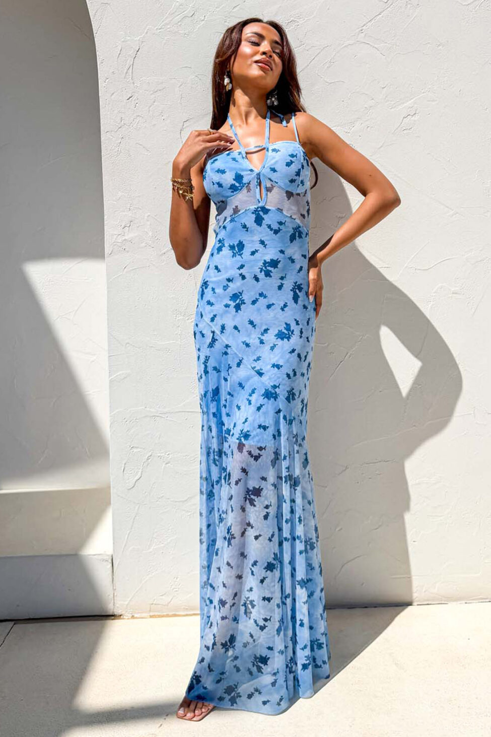 Tetra μάξι φόρεμα σιελ - Image 5