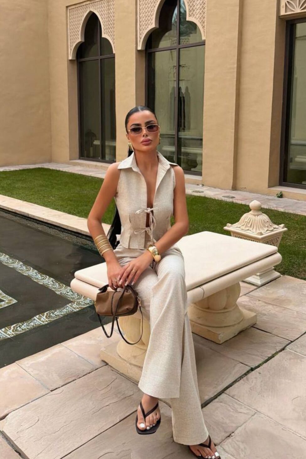 Tornero σετ γιλέκο σακάκι εκρού - Image 3