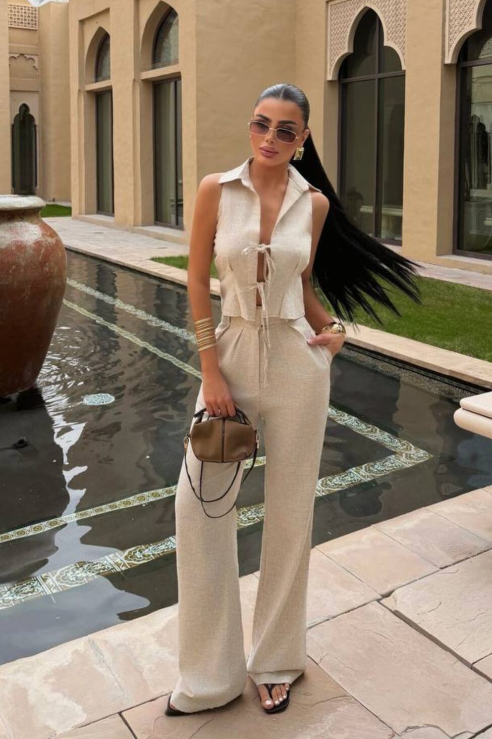 Tornero σετ γιλέκο σακάκι εκρού - Image 4