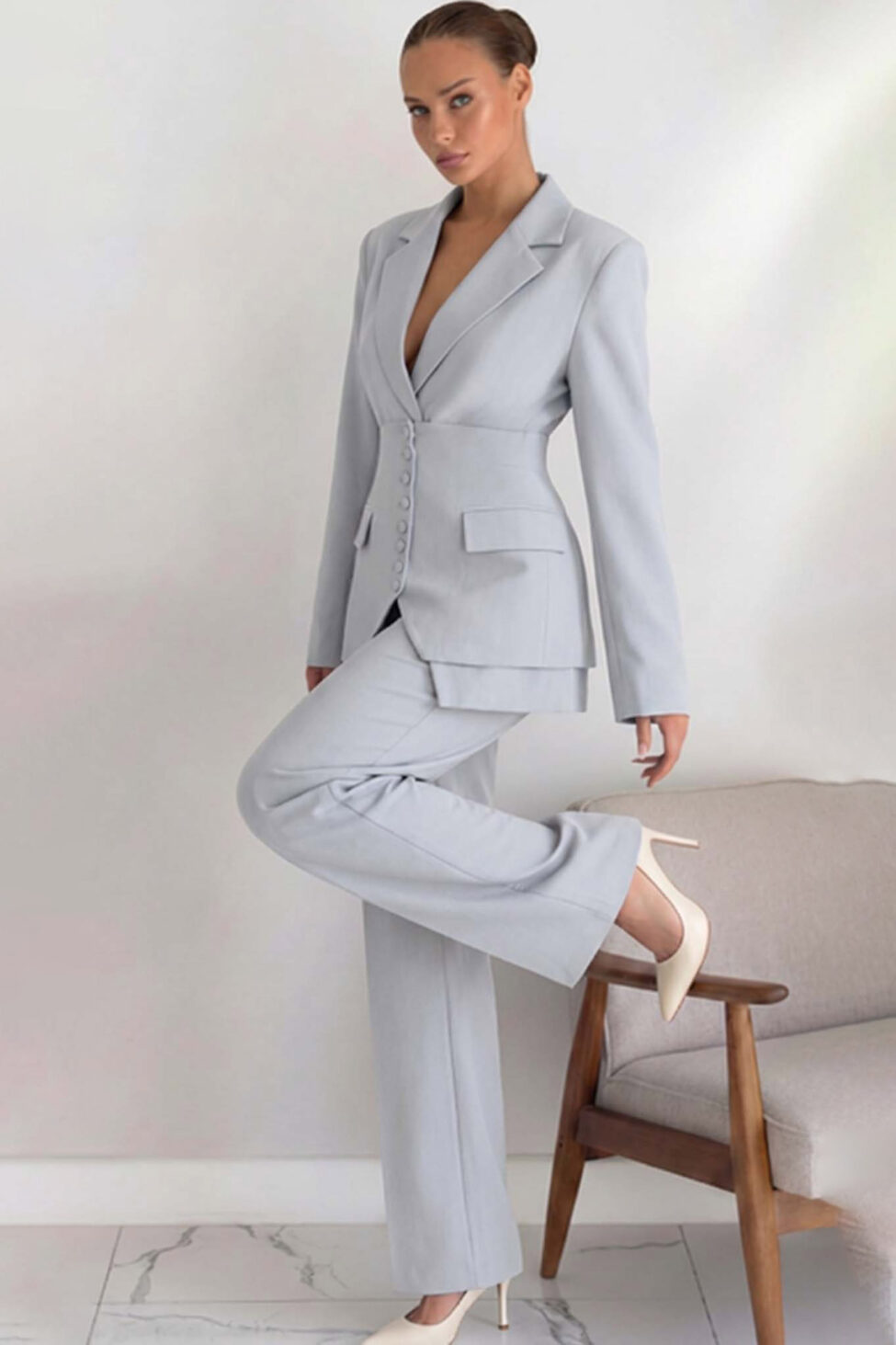 Tresor σετ σακάκι παντελόνι γκρι - Image 2