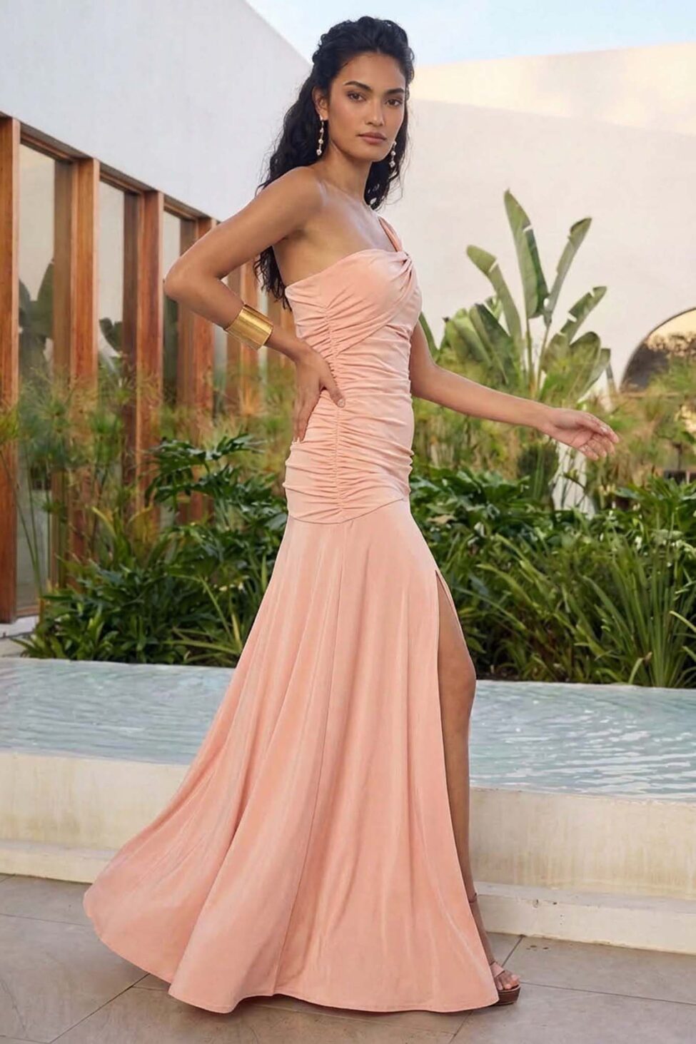 Valerie Φόρεμα Μάξι Ελαστικό σομόν - Image 2