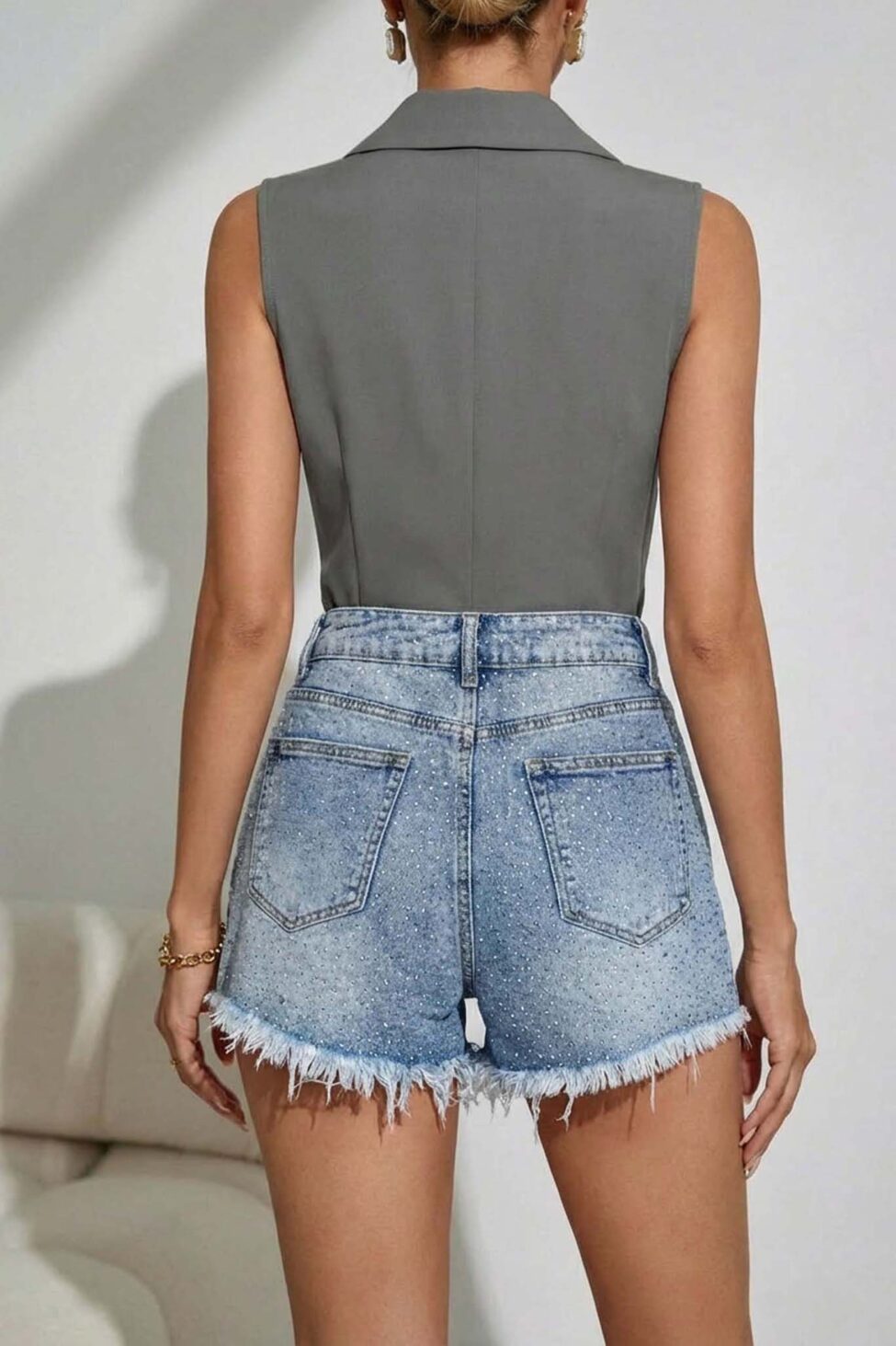 Venelia τζιν σορτς με στρας μπλε - Image 2