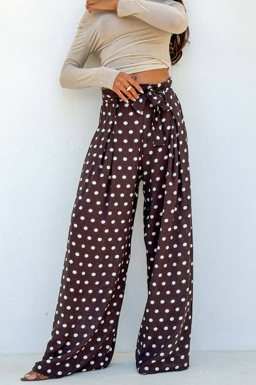 Wallen παντελόνα πουά καφέ - Image 2