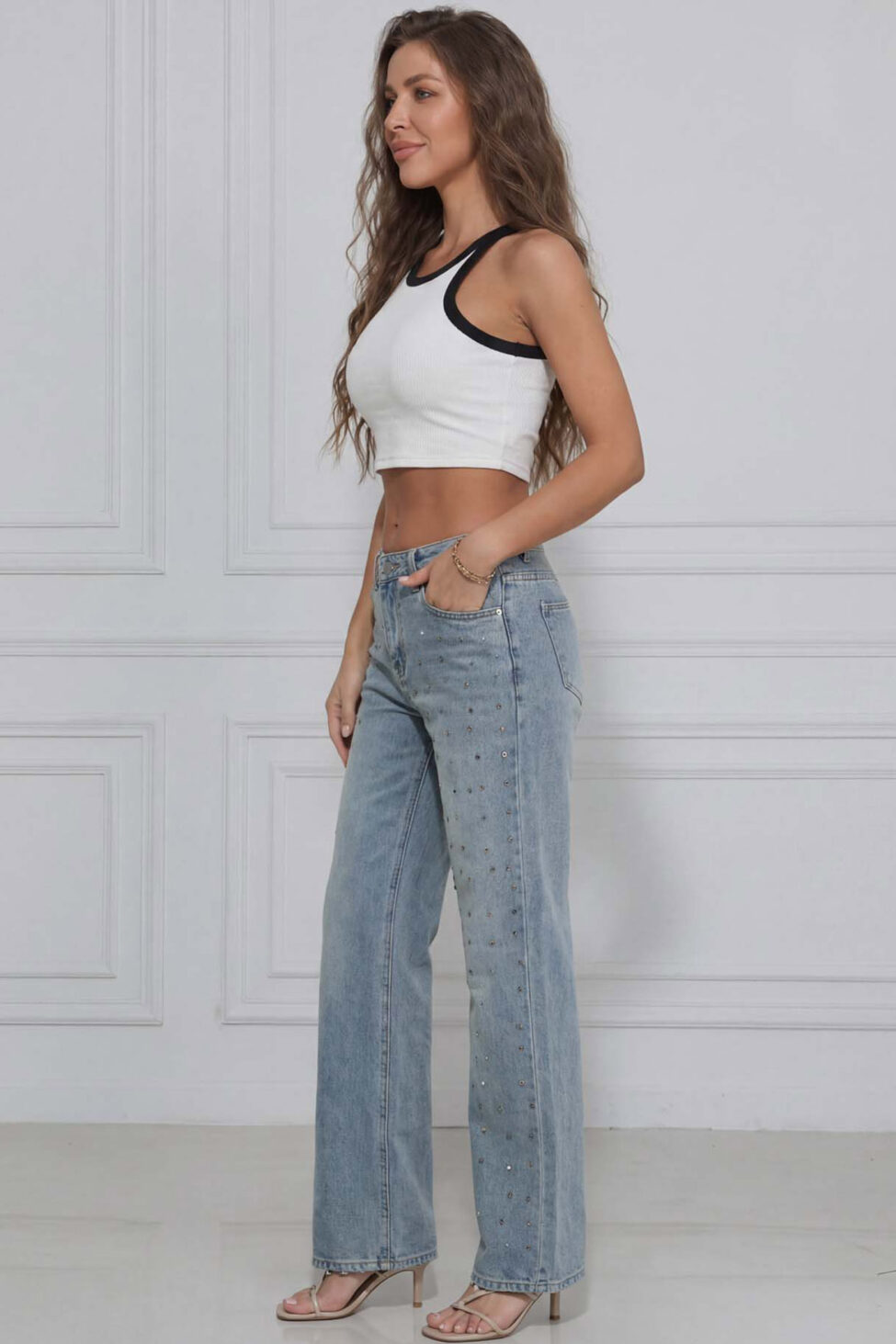 Zelinda τζιν παντελόνι με τρουκς μπλε - Image 2