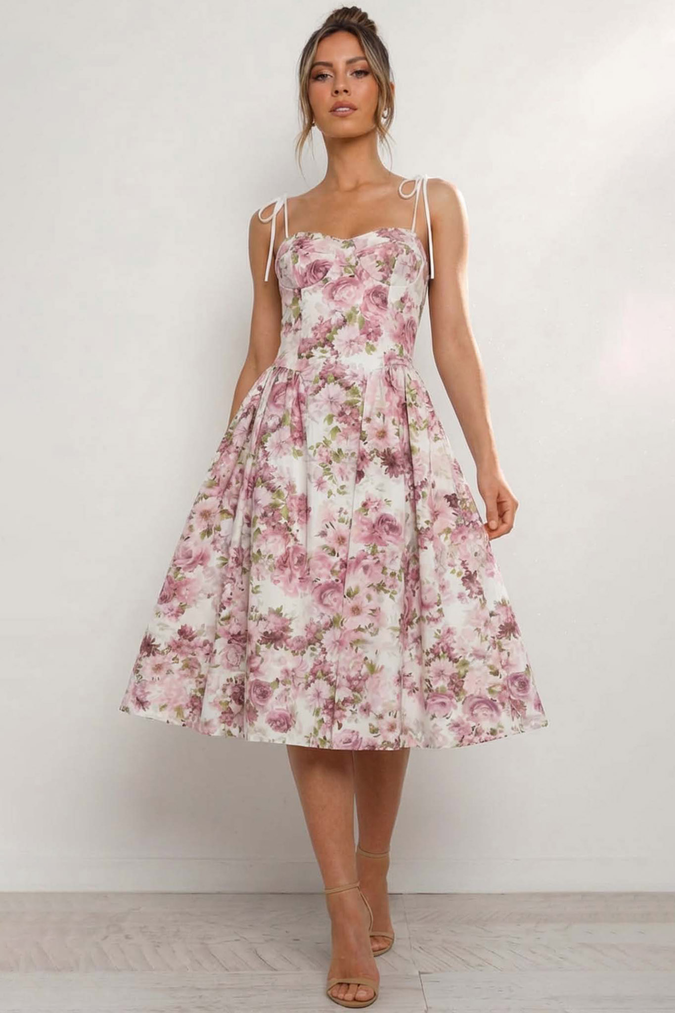 Belleza μίντι φλοράλ φόρεμα dusty pink Belleza φλοράλ μίντι φόρεμα dusty pink - Image 1