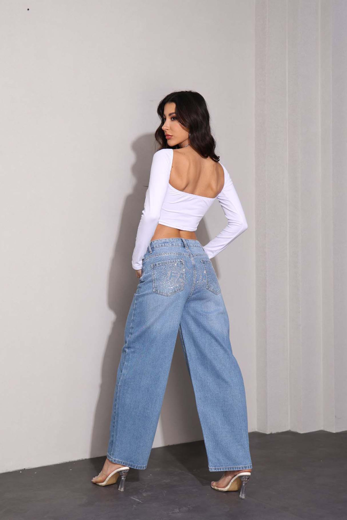 Carlise τζιν παντελόνι με στρας light blue Carlise τζιν παντελόνι με στρας light blue - Image 1