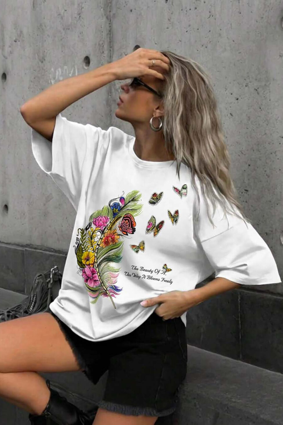 Flutter μπλούζα με φτερό λευκό - Image 2