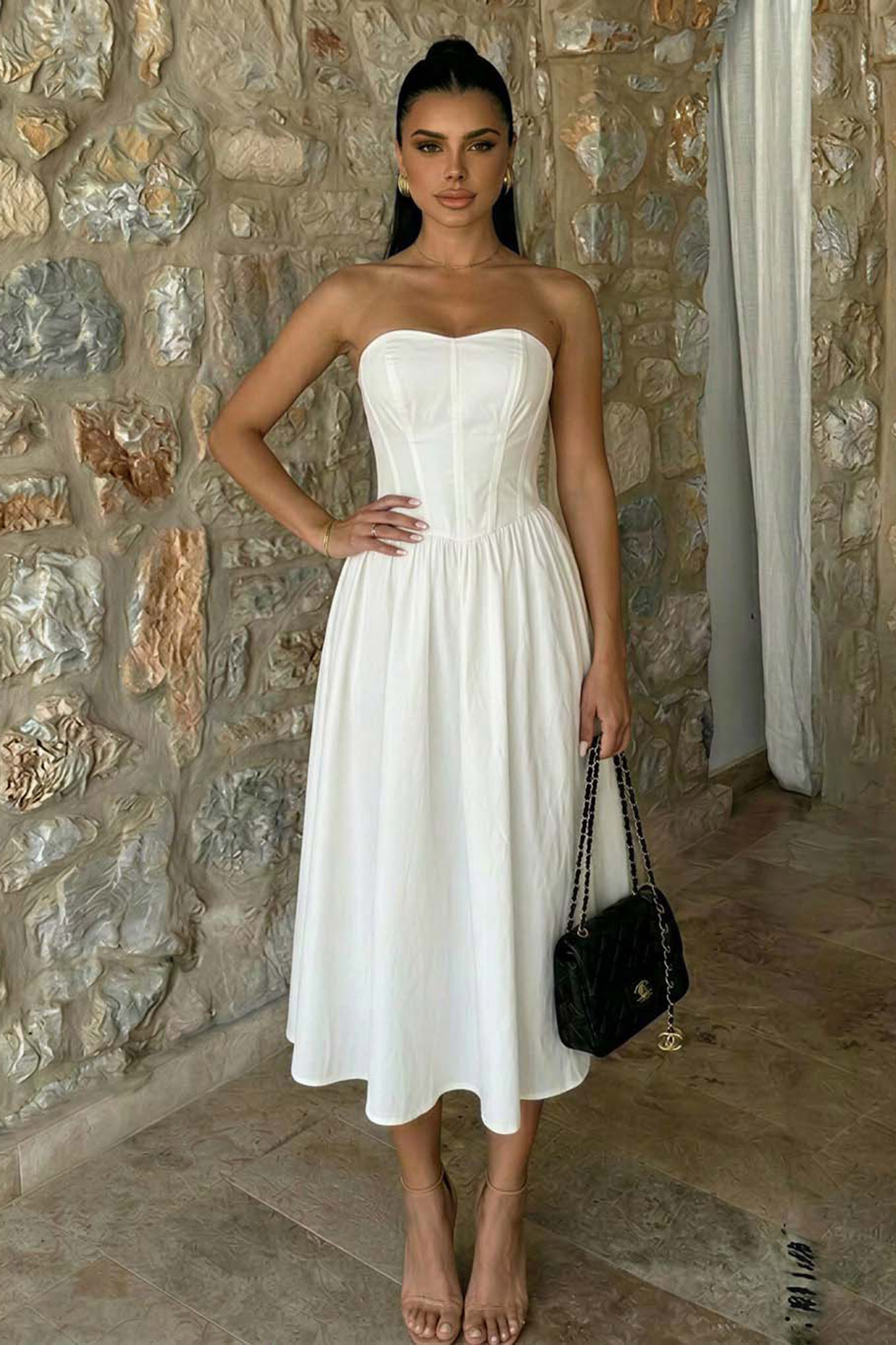 Hermoso φόρεμα στράπλες λευκό Hermoso φόρεμα στράπλες λευκό - Image 1