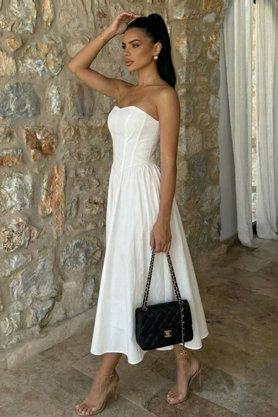 Hermoso φόρεμα στράπλες λευκό - Image 2