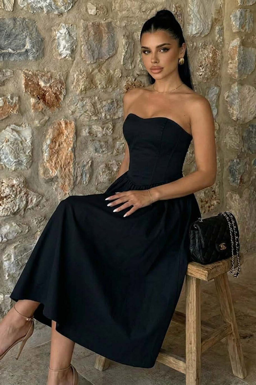 Hermoso φόρεμα στράπλες μαύρο - Image 2