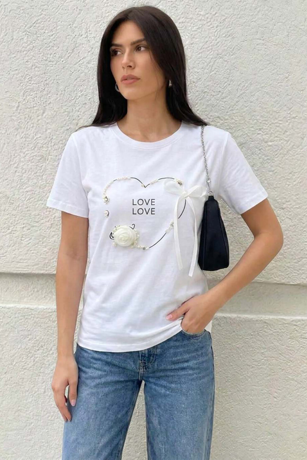 Lovelle μπλούζα με πέρλες λευκό - Image 2