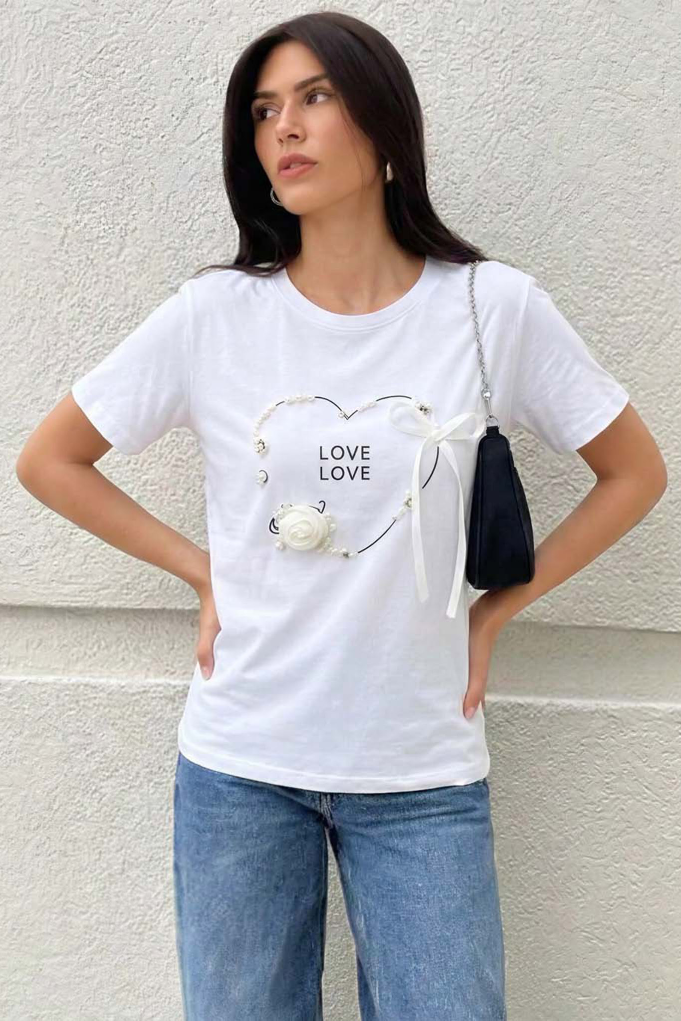 Lovelle λευκή μπλούζα με πέρλες λευκό Lovelle μπλούζα με πέρλες λευκό - Image 1