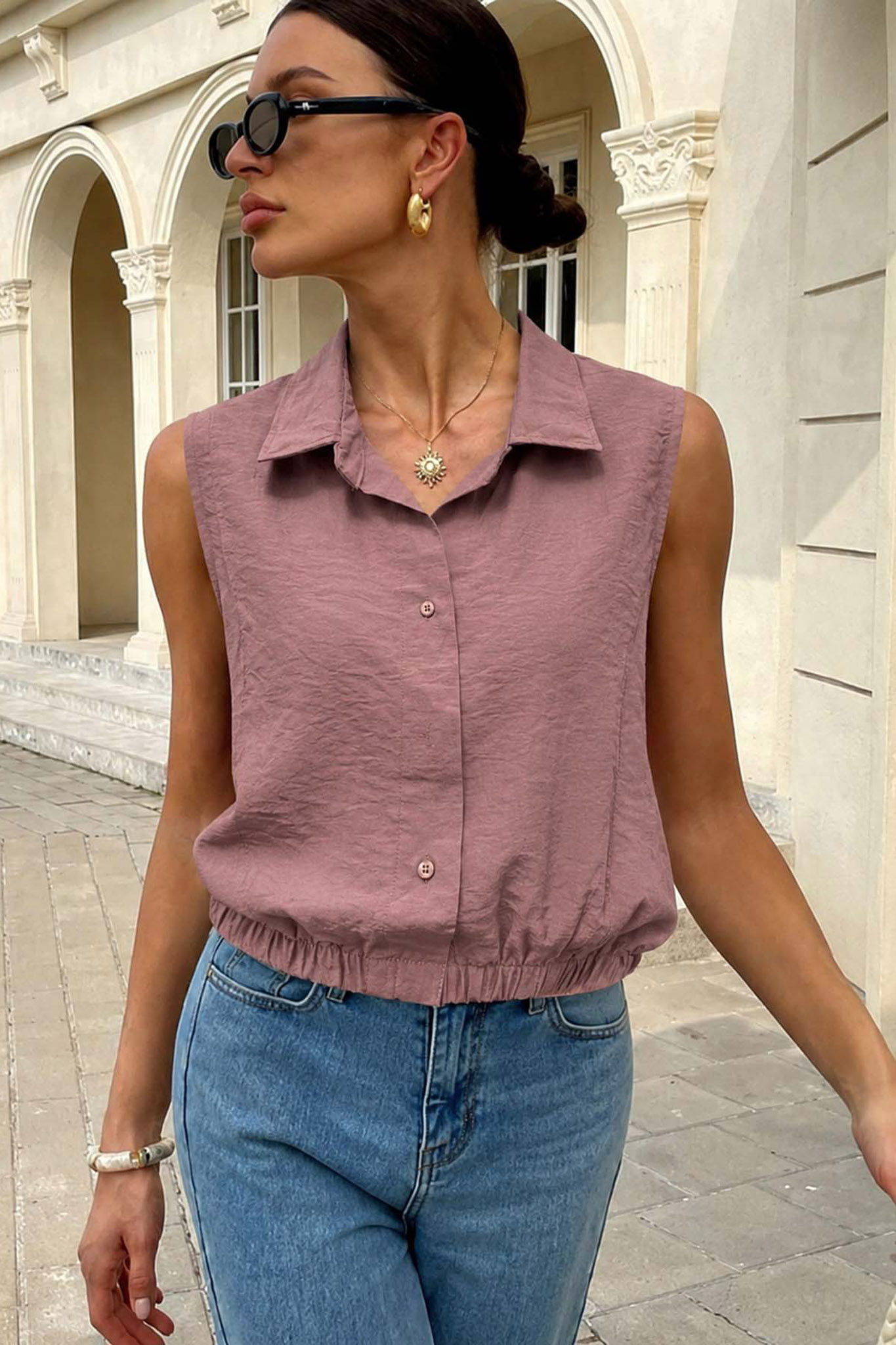 Peachy αμάνικο πουκάμισο dusty pink Peachy αμάνικο πουκάμισο dusty pink - Image 1