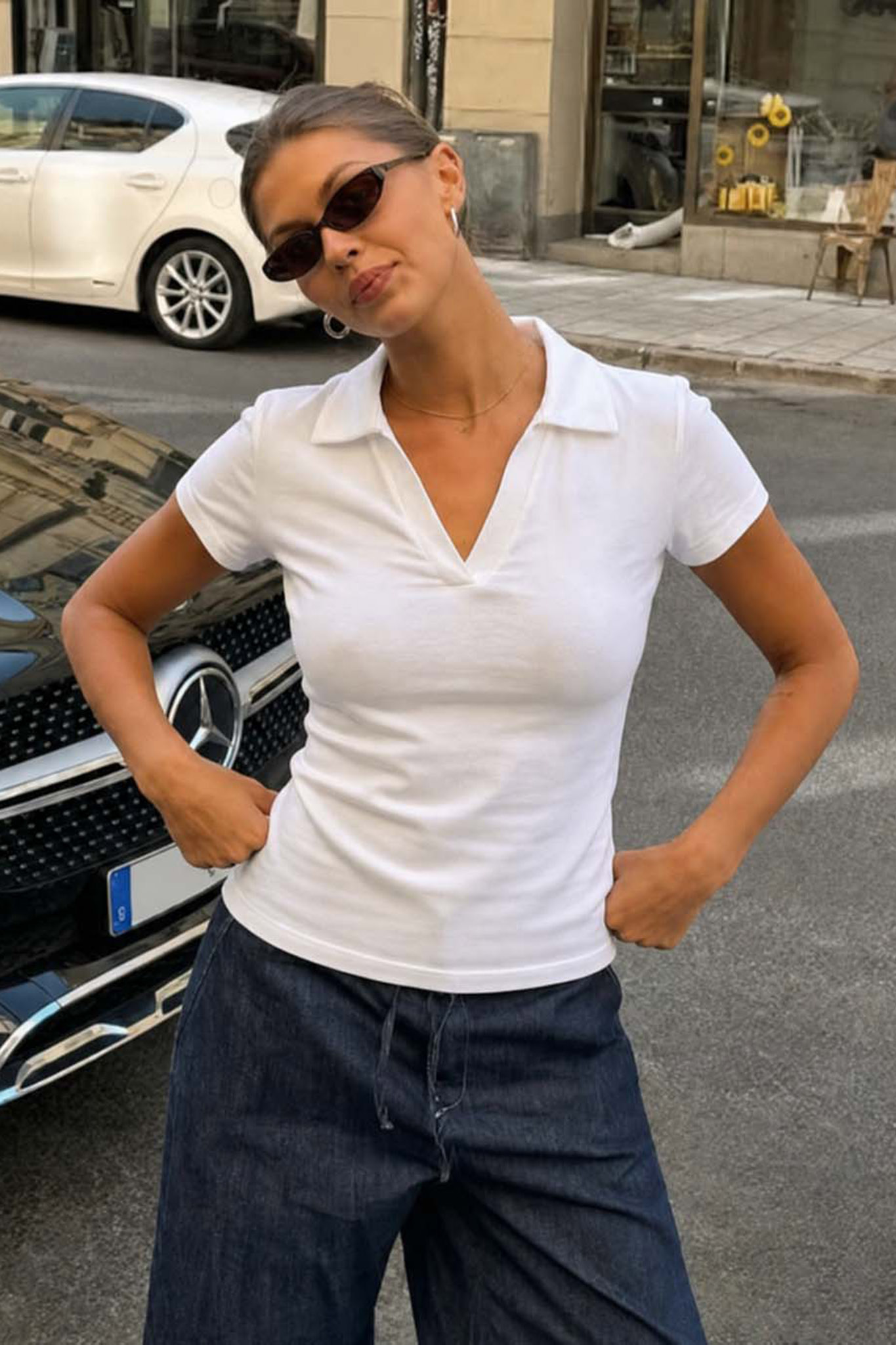Polo λευκή μπλούζα με γιακά λευκό Polo μπλούζα με γιακά λευκό - Image 1