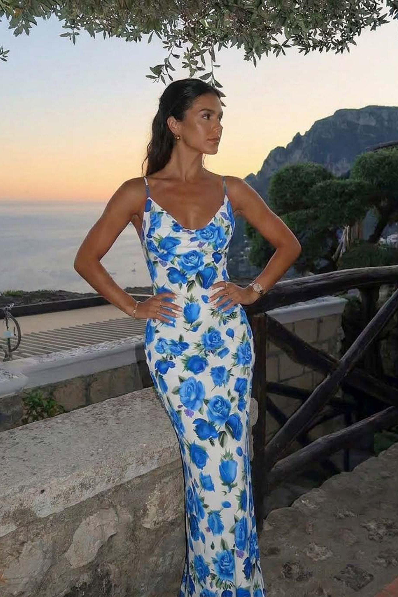 Sensuale φλοράλ μάξι φόρεμα γαλάζιο Sensuale φλοράλ μάξι φόρεμα γαλάζιο - Image 1