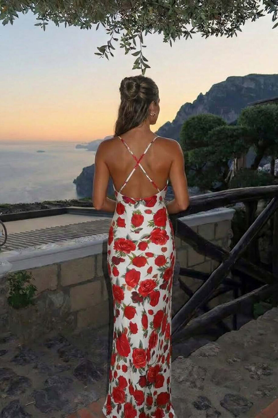 Sensuale φλοράλ μάξι φόρεμα κόκκινο - Image 2