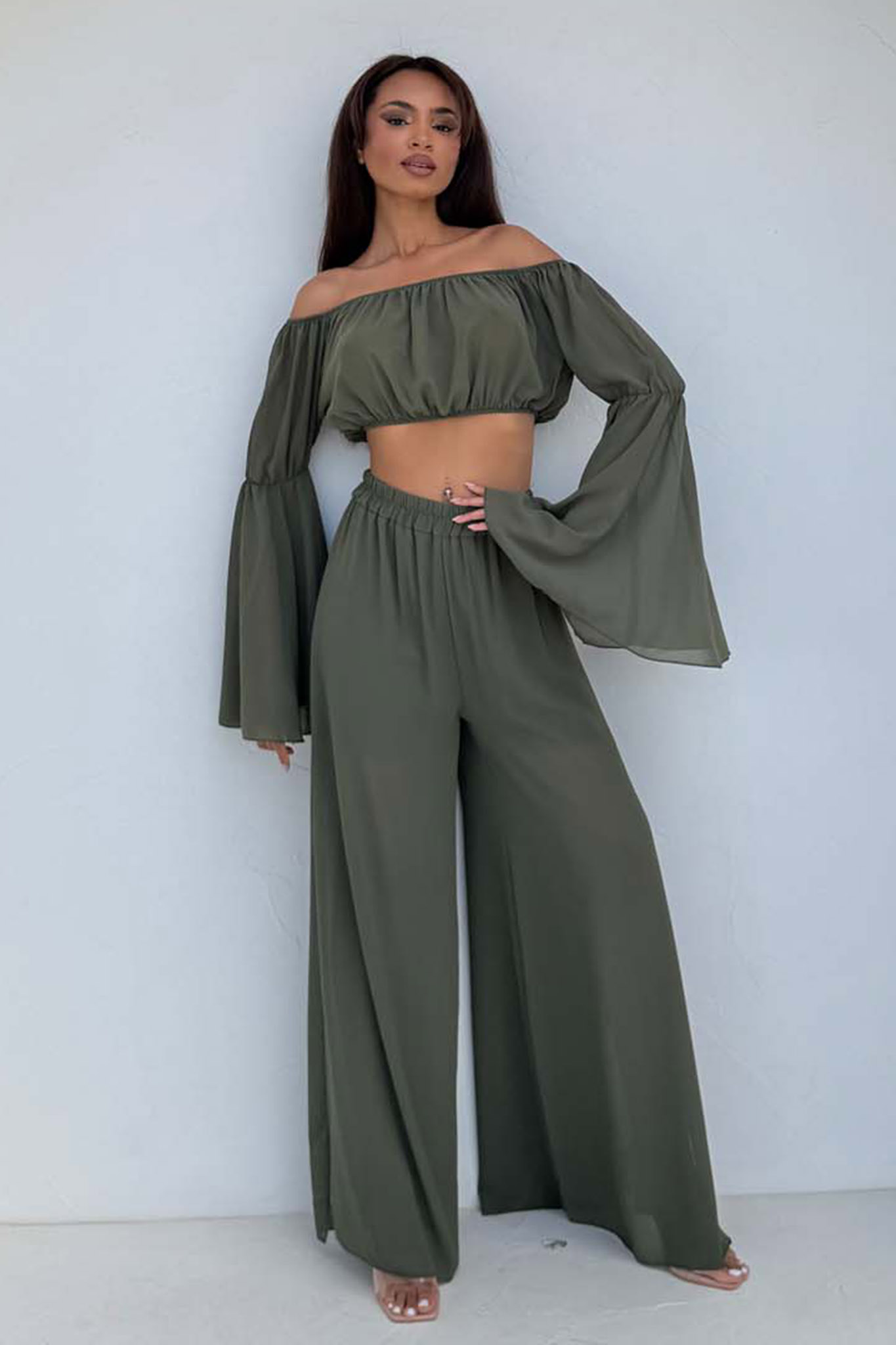 Softina σετ με τοπ και παντελόνα χακί Softina σετ με τοπ και παντελόνα χακί - Image 1