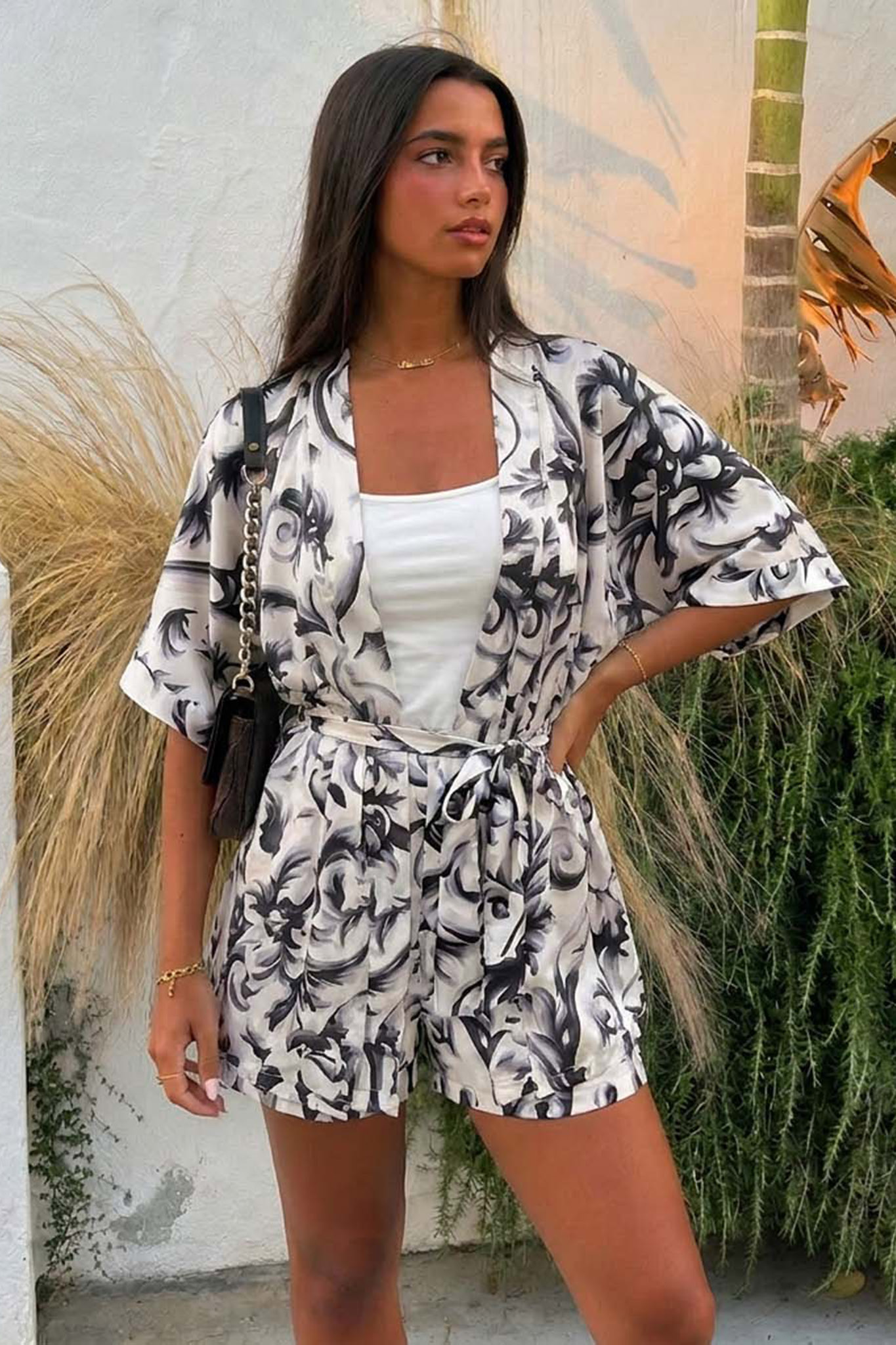 Electra σετ κιμονό και σορτς μπεζ Electra σετ κιμονό και σορτς μπεζ - Image 1