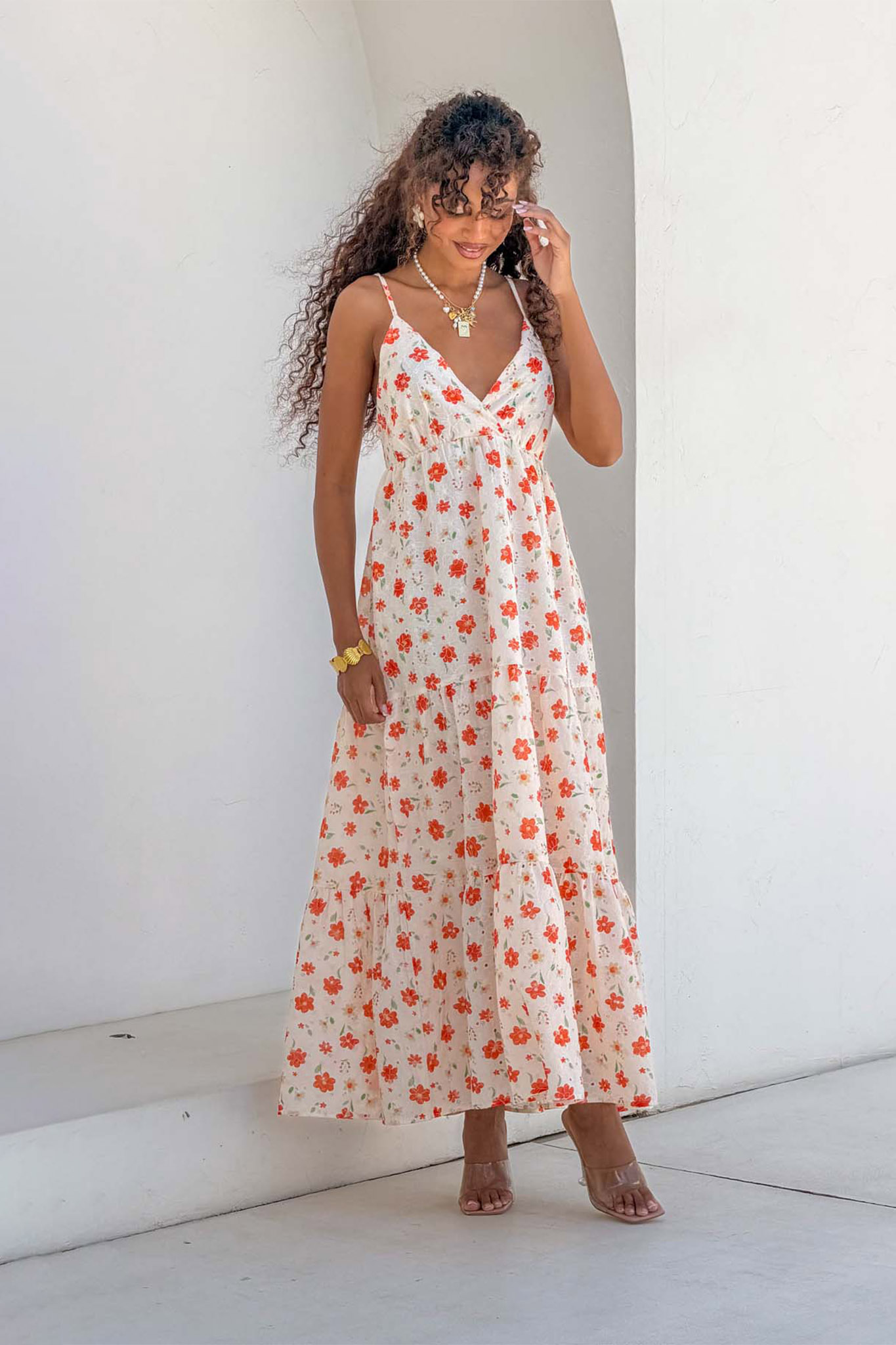 Margue φλοραλ μαξι φόρεμα πορτοκαλί Margue φλοραλ μαξι φόρεμα πορτοκαλί - Image 1