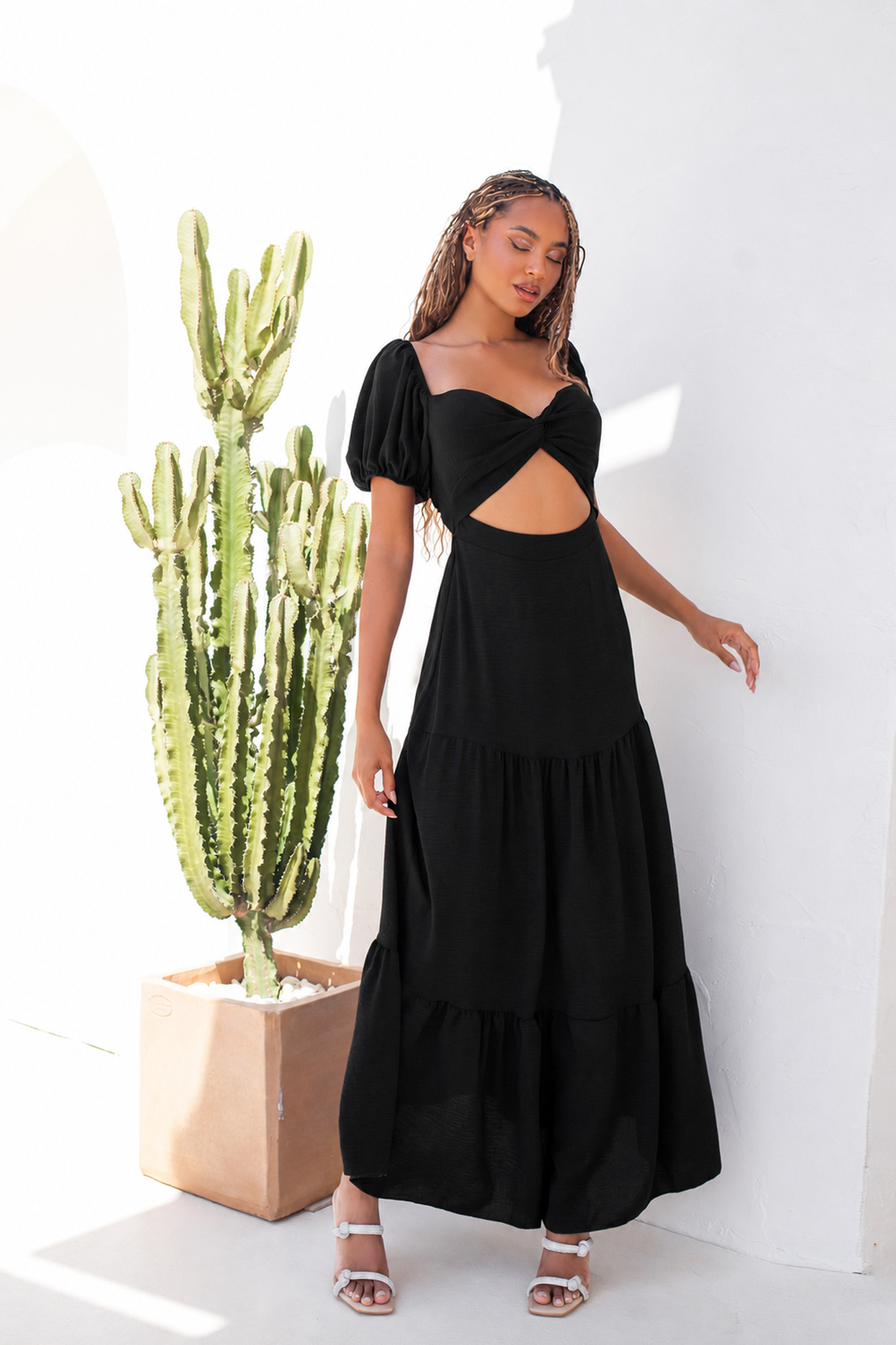 Adalis μίντι φόρεμα cut out μαύρο Adalis μίντι φόρεμα cut out μαύρο - Image 1
