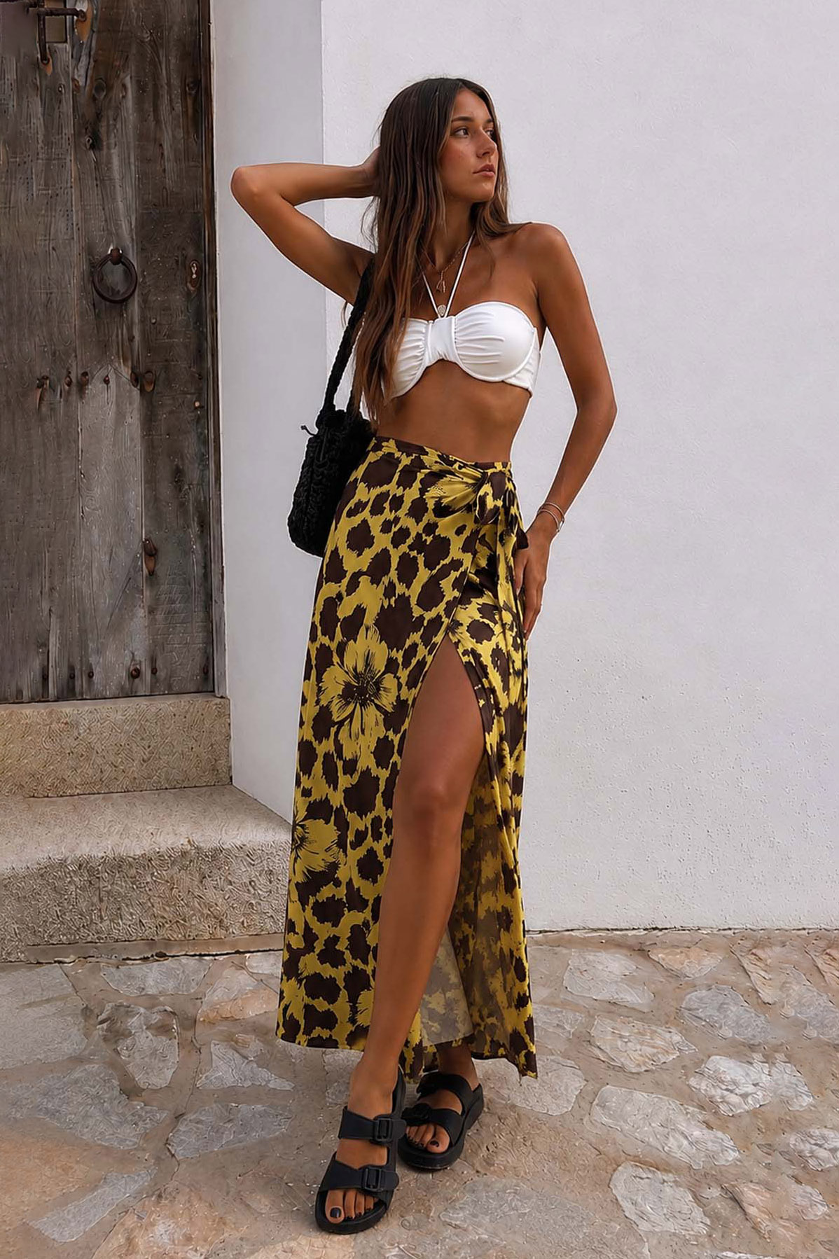 Caroline φλοραλ μίντι φούστα φάκελος κίτρινο Caroline φλοραλ μίντι φούστα φάκελος κίτρινο - Image 1