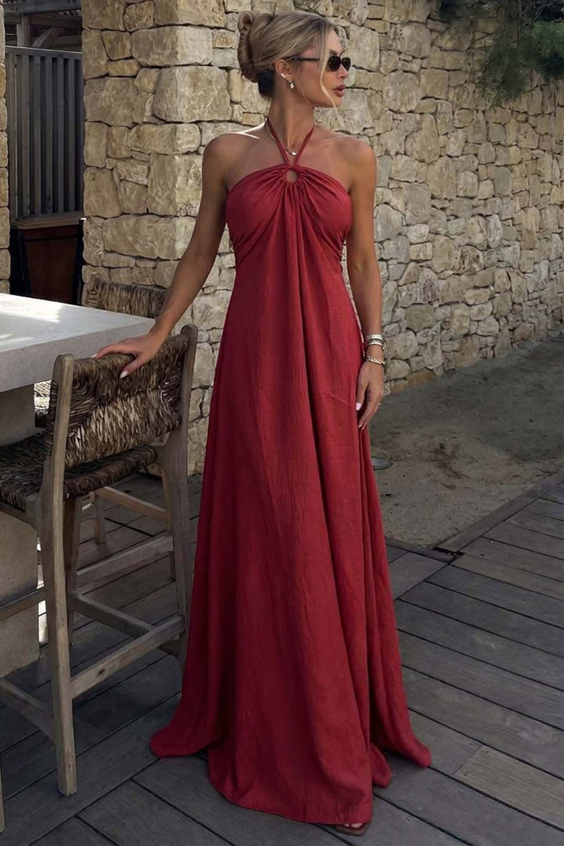 Elif μαξι φόρεμα με δέσιμο στο λαιμό εκάι Elif μαξι φόρεμα με δέσιμο στο λαιμό εκάι - Image 1
