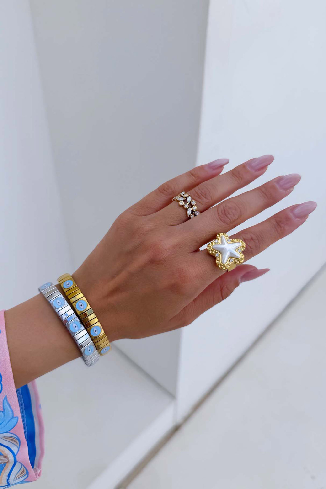 Evileye ελαστικό βραχιόλι με μάτι χρυσό Evileye ελαστικό βραχιόλι με μάτι χρυσό - Image 1