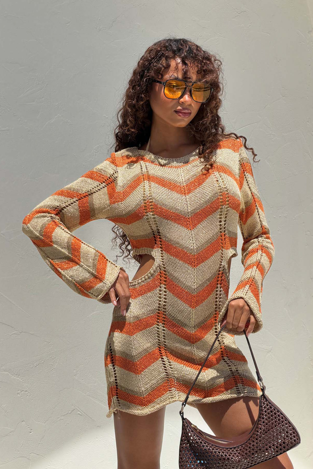 Heliana μίνι πλεκτό φόρεμα με κοψίματα εκάι Heliana μίνι πλεκτό φόρεμα με κοψίματα εκάι - Image 1