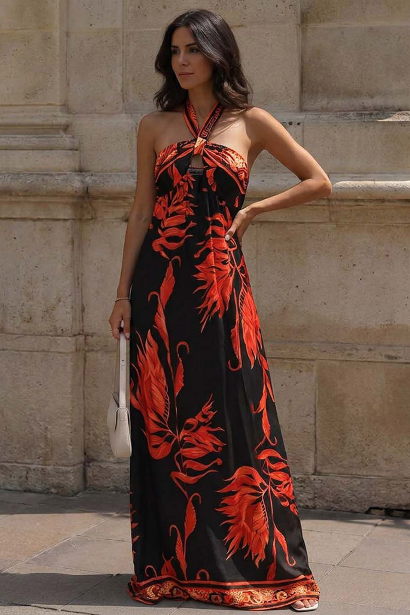 Lenan μαξι φόρεμα με δέσιμο στον λαιμό μαύρο Lenan μαξι φόρεμα με δέσιμο στον λαιμό μαύρο - Image 1