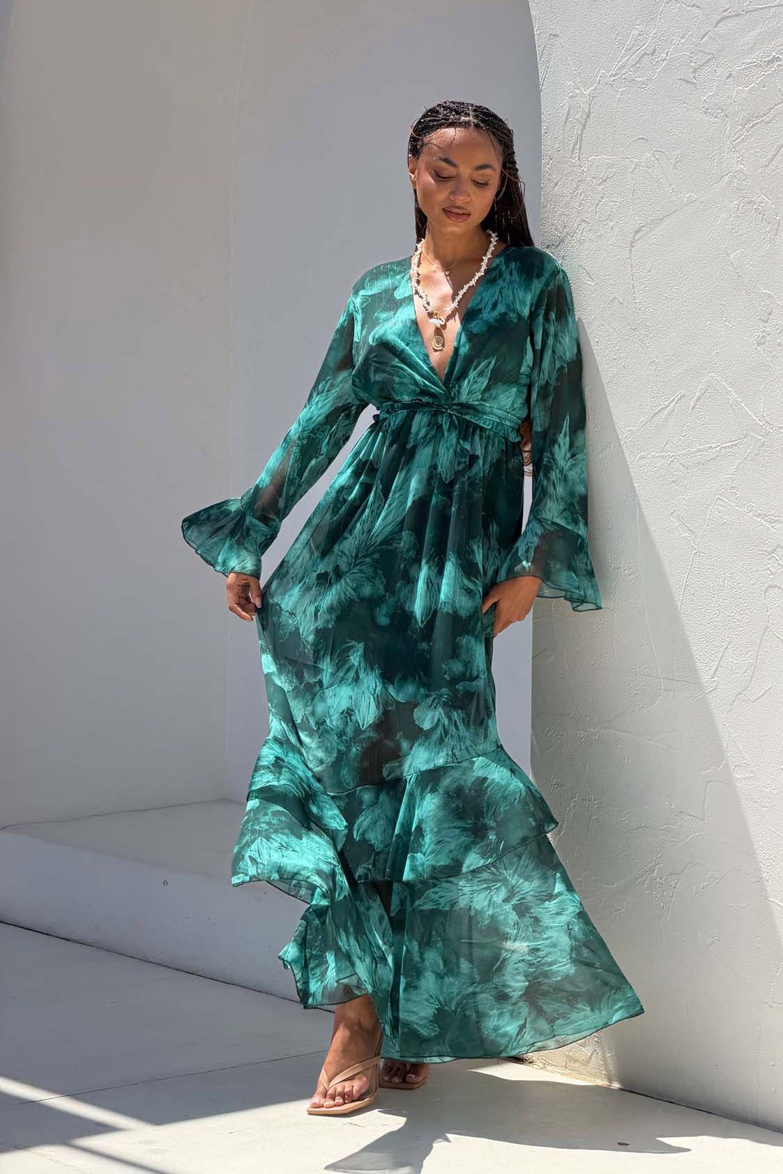 Anelia κρουαζέ μάξι φόρεμα πράσινο Anelia κρουαζέ μάξι φόρεμα πράσινο - Image 1