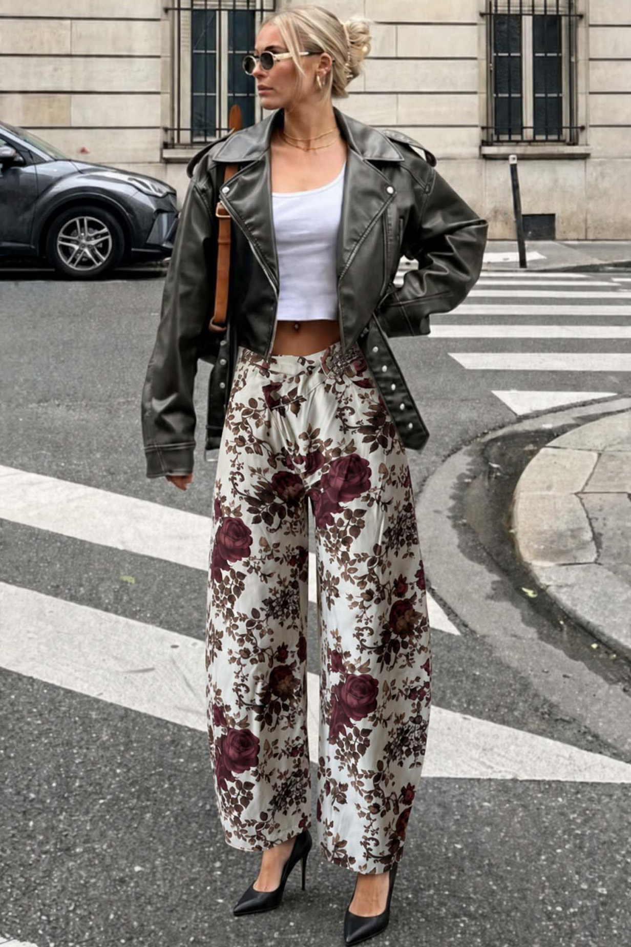 Yuri φλοραλ τζιν παντελόνι λευκό Yuri φλοραλ τζιν παντελόνι λευκό - Image 1