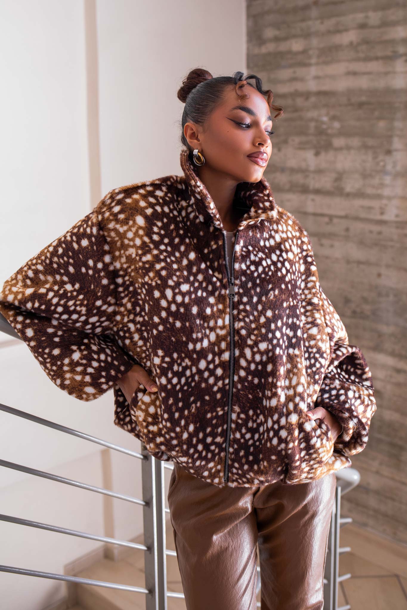 Amaira animal print τζακετ καφέ Amaira animal print τζακετ καφέ - Image 1