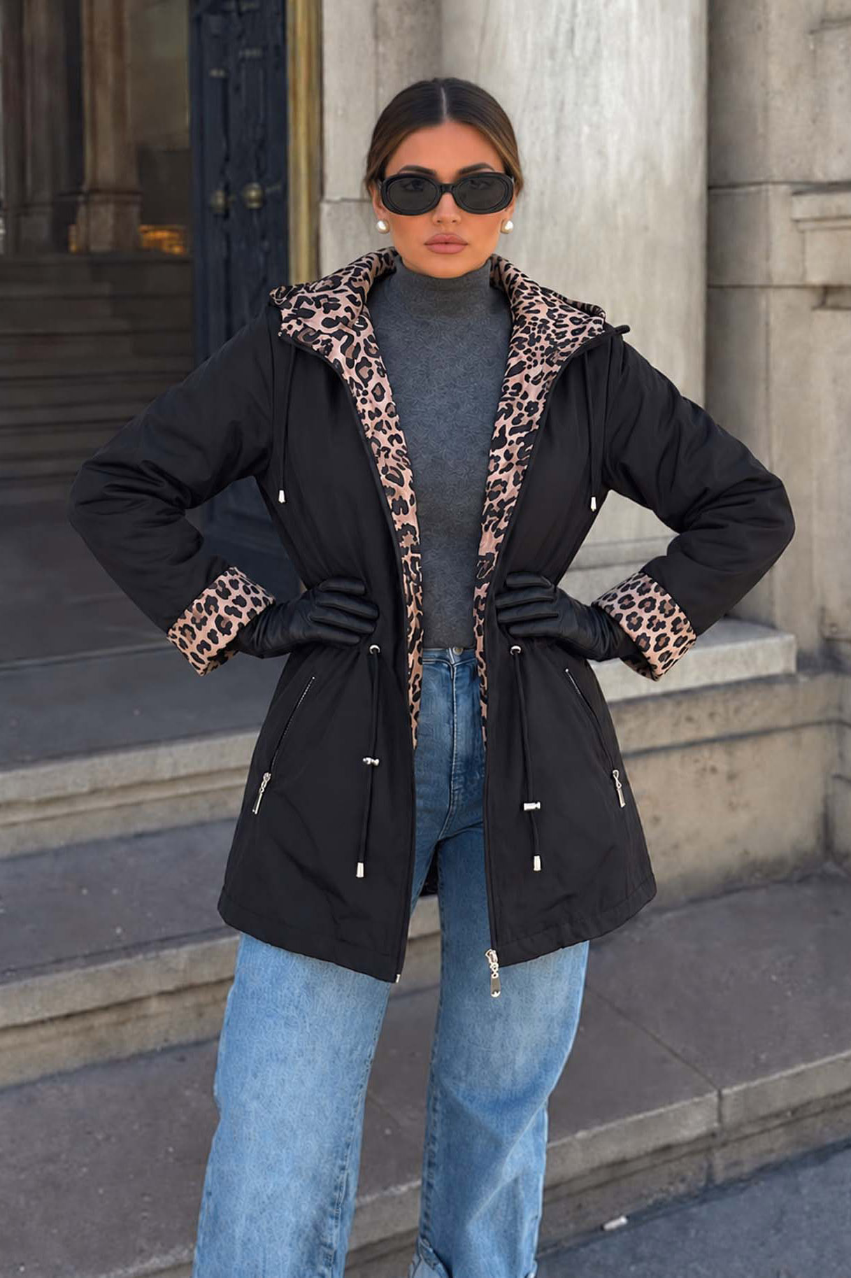 Thalen Jacket μαύρο Thalen παρκά διπλής όψης μαύρο - Image 1
