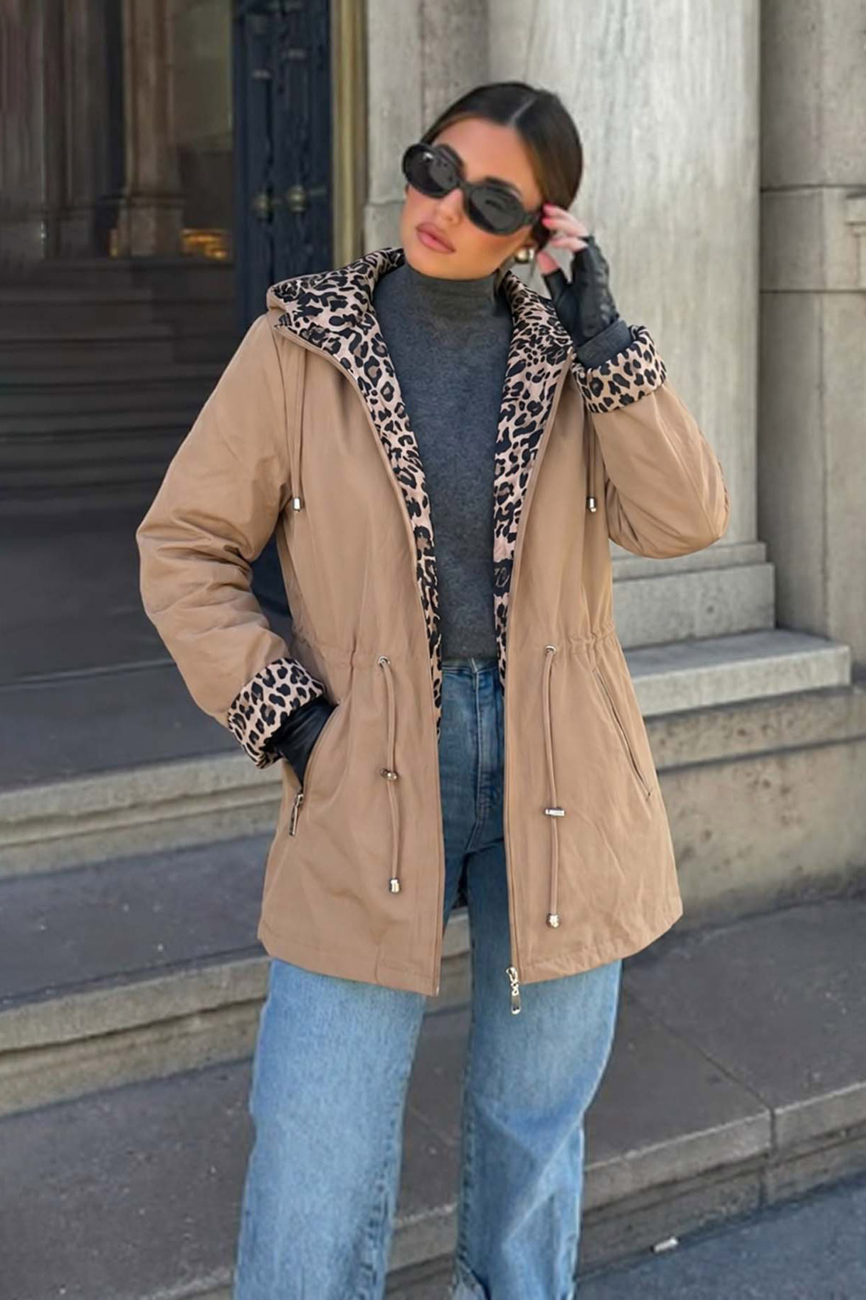 Thalen Jacket μπεζ Thalen παρκά διπλής όψης μπεζ - Image 1